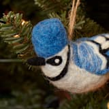 "Felt Blue Jay Bird Ornament" - Ornaments in black by Aahlada Chennupati