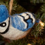 "Felt Blue Jay Bird Ornament" - Ornaments in black by Aahlada Chennupati