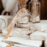 "Personalized Acrylic White Floral Engagement Ornament, Set of 1" - Ornaments in white by Iveta Abolina