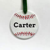 "Personalized Baseball Ceramic Ornament" - Ornaments in white by Holly Whitcomb
