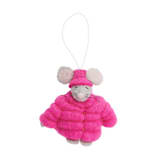 "Felt Puffer Coat Mouse Ornament-Pink" - Ornaments in pink by Global Goods Partners