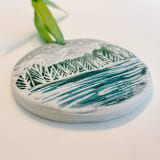 "Winter Mountain Ornament no. 1" - Ornaments in green by Sarah Fitzgerald