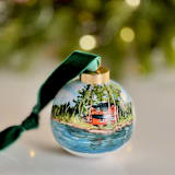 "Custom “Where We Met” Hand-Painted Ornament" - Ornaments in white by Arohika Verma