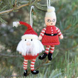 "Mr & Mrs Claus Ornaments, set of 2" - Ornaments in red by Melange Collection