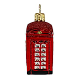 "English Telephone Booth Mini Polish Glass Christmas Ornament UK England 2.5 inch" - Ornaments in red by Pinnacle Peak Trading Company