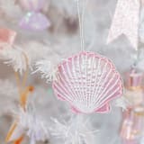 "Shell Embellished Christmas Ornament" - Ornaments in white by Jollity and Co