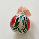 "Festive Floral Hand-Painted Ceramic Ornament" - Ornaments in multicolor by Kara Aina
