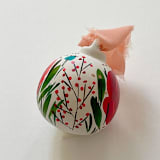 "Festive Floral Hand-Painted Ceramic Ornament" - Ornaments in multicolor by Kara Aina