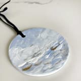 "Hand-Painted Ceramic Porcelain Ornament, Light Blue, White & Glittery Gold" - Ornaments in blue by Nicoletta Savod