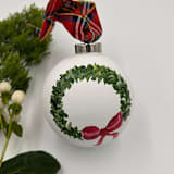 "Hand Painted Wreath Ornament" - Ornaments in green by Sarah Hall