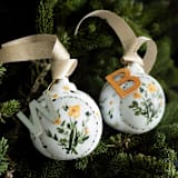 "Set of 2 Green and Indian Yellow Floral Customized Ornaments" - Ornaments in multicolorassorted-colors by Lottie Aldarwish