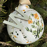 "Set of 2 Green and Indian Yellow Floral Customized Ornaments" - Ornaments in multicolorassorted-colors by Lottie Aldarwish