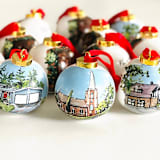 "Hand-painted Custom ornament" - Ornaments in white by Arohika Verma