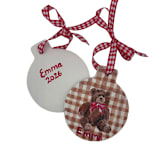 "Teddy Bear Personalized Ornament" - Ornaments in red by Sarah Hall