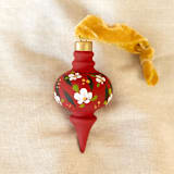 "Holiday Red Floral - Long Curvy Shaped Ornament" - Ornaments in multicolor by Sara Swanson