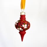 "Holiday Red Floral - Long Curvy Shaped Ornament" - Ornaments in multicolor by Sara Swanson