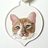 "Custom Pet Portrait Ornament, 3x3in. Pointed, Painting Commission" - Ornaments in multicolor by The Pink Parakeet