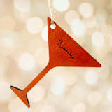 "Custom Leather Martini Glass Ornament - Personalized" - Ornaments in brown by Left Grain