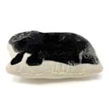 "Silkscreen Black Cat Ornament" - Ornaments in beige by Broderpress