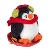 "Felt Sledging Penguin Ornament" - Ornaments in black by Aahlada Chennupati