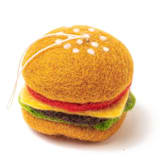 "Felt Hamburger Ornament" - Ornaments in brown by Aahlada Chennupati