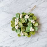 "Felt Ornament - Mini Mistletoe Wreath 4"" - Ornaments in multicolor by Ganapati Crafts Co.