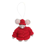 "Felt Puffer Coat Mouse Ornament-Red" - Ornaments in red by Global Goods Partners