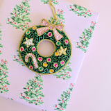 "Christmas Wreath Beaded Christmas Ornament" - Ornaments in green by Jollity and Co