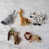 "Felt Christmas Ornament Set of 5 - Safari Animals" - Ornaments in multicolor by Ganapati Crafts Co.