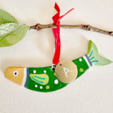 "Personalized, Hand made Green Clay Sardine Ornament" - Ornaments in green by AlisonJerry
