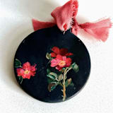 "Personalized Bold Florals Ornament" - Ornaments in red by Arohika Verma
