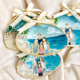 "Custom Family Watercolor Portrait Seashell Ornament" - Ornaments in multicolor by Laura Kinsella