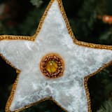 "White Zardozi Star Ornament" - Ornaments in white by Aahlada Chennupati