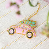 "Yuletide Ride Ornament" - Ornaments in pink by Jollity and Co