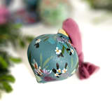 "Turquoise Floral Botanical Ornament" - Ornaments in blue by Kate Nelson