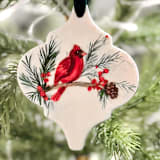 "Hand Painted Cardinal Ornament" - Ornaments in multicolor by Arohika Verma