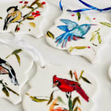 "Hand Painted Cardinal Ornament" - Ornaments in multicolor by Arohika Verma