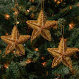 "Gold Zardozi Star Ornament Set" - Ornaments in gold by Aahlada Chennupati