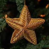 "Gold Zardozi Star Ornament Set" - Ornaments in gold by Aahlada Chennupati