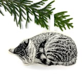"Silkscreen Sleeping Cat Ornament" - Ornaments in beige by Broderpress
