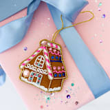"Gingerbread House Beaded Ornament" - Ornaments in brown by Jollity and Co
