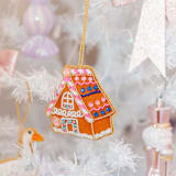 "Gingerbread House Beaded Ornament" - Ornaments in brown by Jollity and Co
