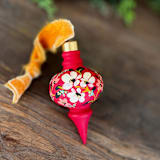 "Festive Red Floral- Long Curvy Shaped Ornament" - Ornaments in multicolorassorted-colors by Sara Swanson