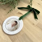 "Personalized Baby Photo Ornament - Scalloped Doodles" - Ornaments in white by Holly Whitcomb