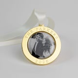 "Custom Engraved Round Ornament" - Ornaments in gold by Kimbra Designs