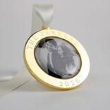 "Custom Engraved Round Ornament" - Ornaments in gold by Kimbra Designs