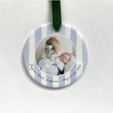 "Personalized Photo Ornament - Watercolor Stripes" - Ornaments in white by Holly Whitcomb