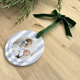 "Personalized Photo Ornament - Watercolor Stripes" - Ornaments in white by Holly Whitcomb