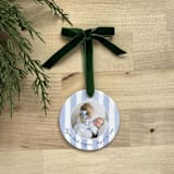 "Personalized Photo Ornament - Watercolor Stripes" - Ornaments in white by Holly Whitcomb
