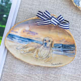 "Custom Pet Portrait Seashell Ornament" - Ornaments in multicolor by Laura Kinsella